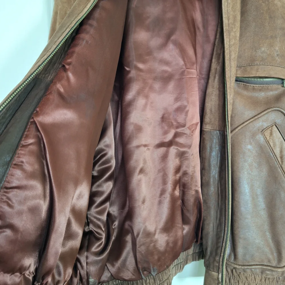 VTG Banana Republic Dark Brown Leather Bomber Jacket